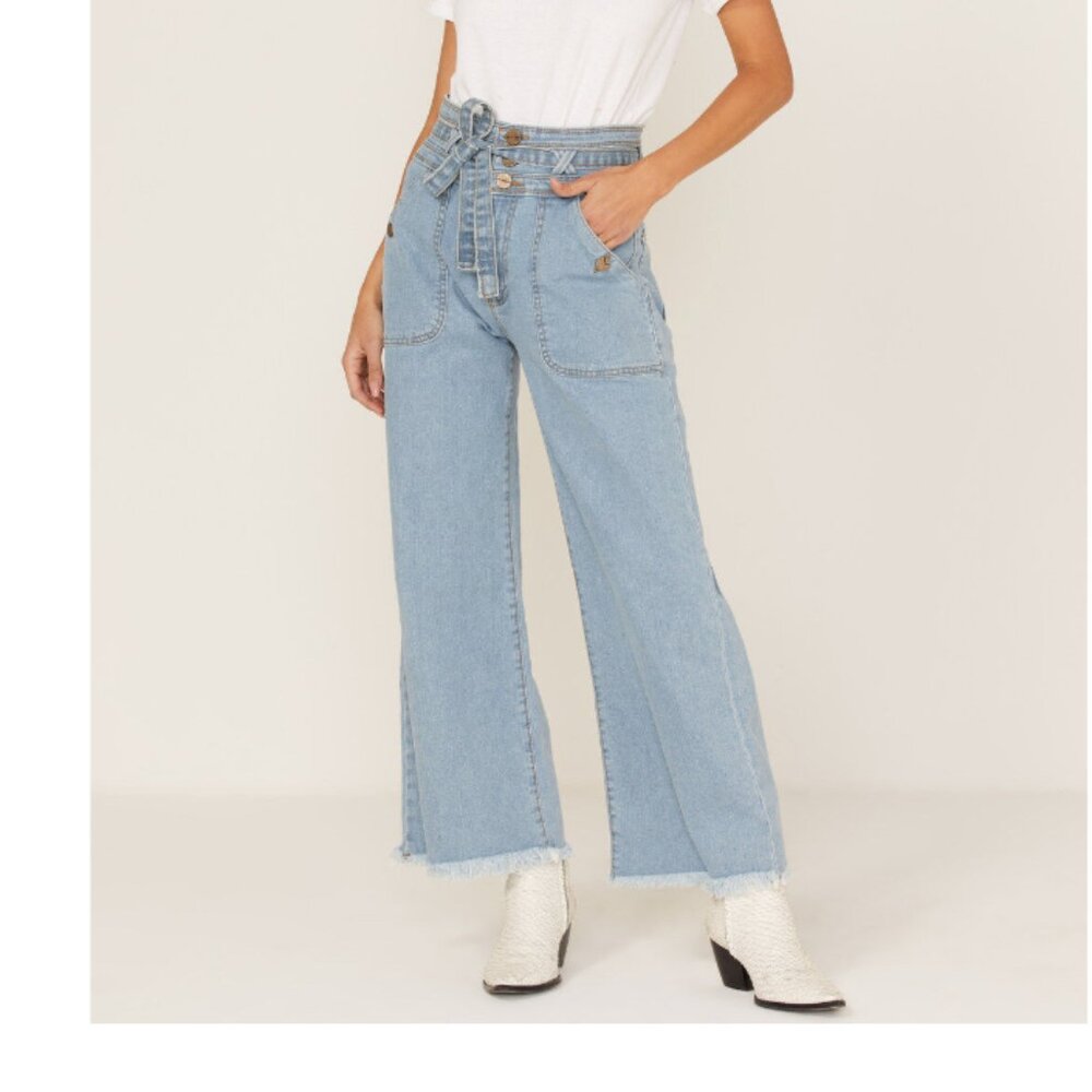 Lola Women's Light Wash High Rise Reese Wide Jeans